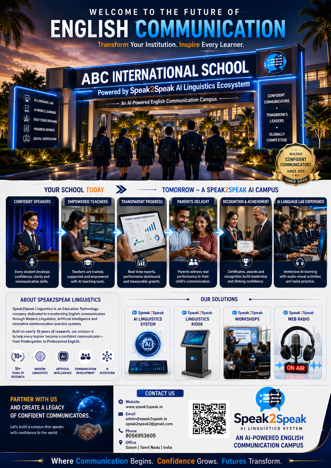 Speak2Speak AI linguistics campus concept